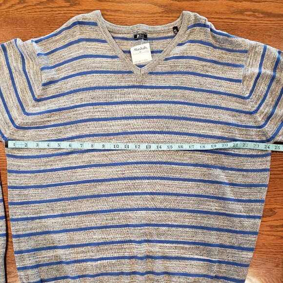 Men's PD & C Striped V-neck Sweater XL New - Picture 4 of 9